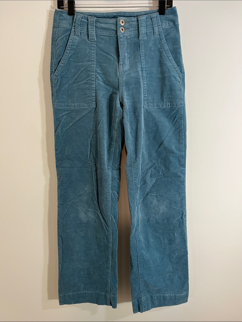 Flamingals corduroys double-button utility corduroy pants in a teal blue medium